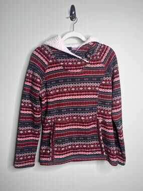 Koppen Sherpa Hoodie Red Snowflake Large